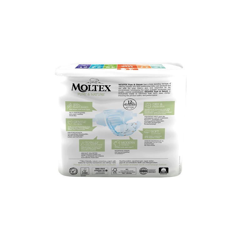 Scutece Eco Midi Nr. 3, 4- 9 kg, 33 bucati, Moltex